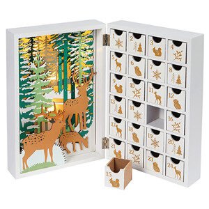 Battery Operated LED Fold Out Wooden Advent Calendar with Drawers