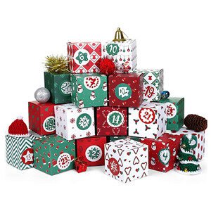 Christmas Advent Calendar Cardboard Treasure Boxes