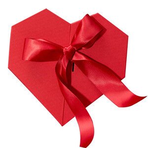 heart shaped gift box with ribbon