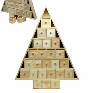 unfinished wooden Christmas Tree Shaped Advent Calendar boxes
