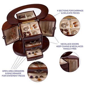 Wood Jewelry Ring set box organizer